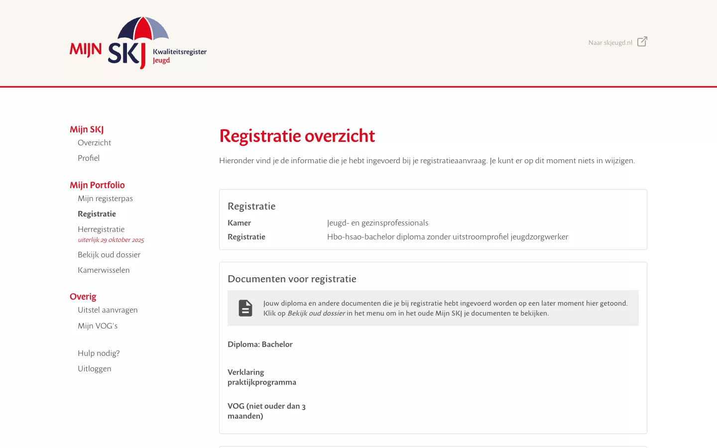 Stichting Kwaliteitsregister Jeugd Registratieoverzicht